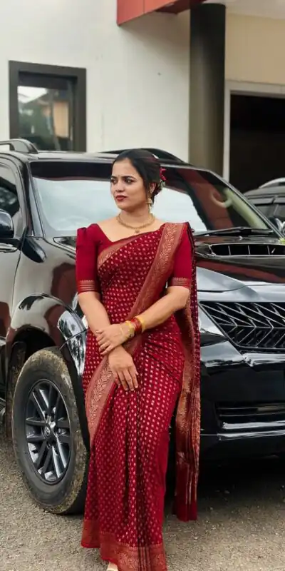 KPR 264 Maroon Soft Lichi Silk Saree with Lace Work & Lace Border. Introductory Price ₹1349. Delivery 4-6 Working Days. Shop now. | Sarees, Bollywood Sarees, Creative Sarees, Designer Sarees, Embroidered Sarees, Ethnic Saree, Modern Digital sarees, Party Wear Sarees