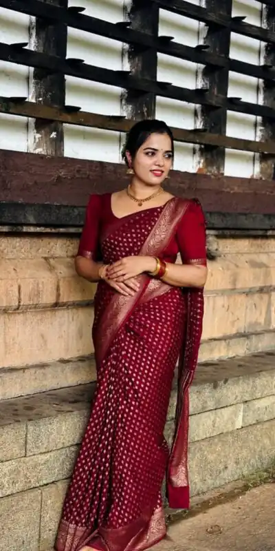 KPR 264 Maroon Soft Lichi Silk Saree with Lace Work & Lace Border. Introductory Price ₹1349. Delivery 4-6 Working Days. Shop now. | Sarees, Bollywood Sarees, Creative Sarees, Designer Sarees, Embroidered Sarees, Ethnic Saree, Modern Digital sarees, Party Wear Sarees