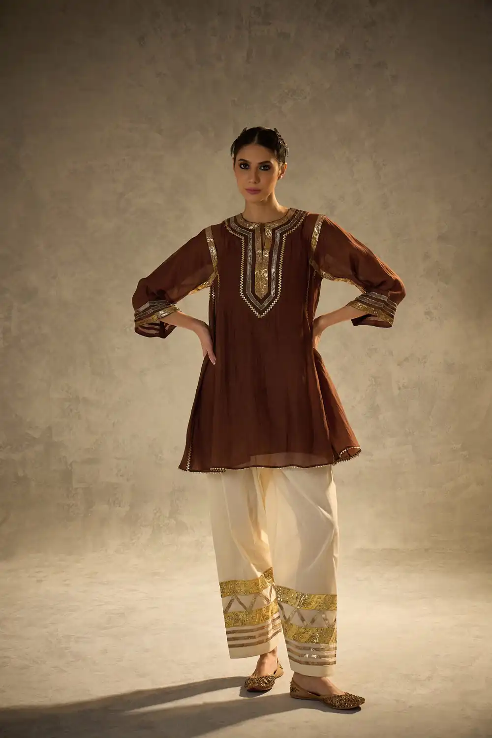 ST 1169 Rust Color Chinon Salwar Suit with Gotta Patti Work. Available at ₹1849 only. Delivery 4-6 Working Days. Shop now. | Jump Suits, Salwar suit, Designer Suits, Casual Suits, Creative suits, Palazzo Suits, Party Wear Suits, Patiala Suits, Straight Suits
