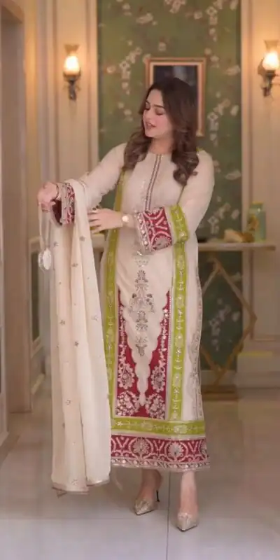 AD 238 Cream Roman Silk Salwar Suit Perfect for Wedding, Party, Lohri, Onam, Reception – . Grab it for ₹2399. Delivery 4-6 Working Days. Shop now. | Jump Suits, Salwar suit, Designer Suits, Casual Suits, Creative suits, Palazzo Suits, Party Wear Suits, Patiala Suits, Straight Suits