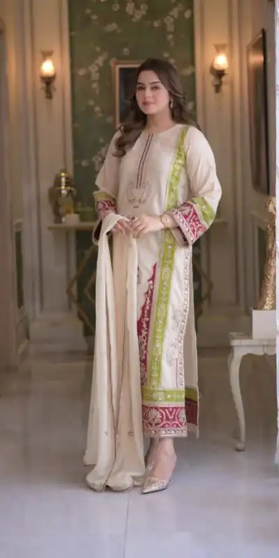 AD 238 Cream Roman Silk Salwar Suit Perfect for Wedding, Party, Lohri, Onam, Reception – . Grab it for ₹2399. Delivery 4-6 Working Days. Shop now. | Jump Suits, Salwar suit, Designer Suits, Casual Suits, Creative suits, Palazzo Suits, Party Wear Suits, Patiala Suits, Straight Suits