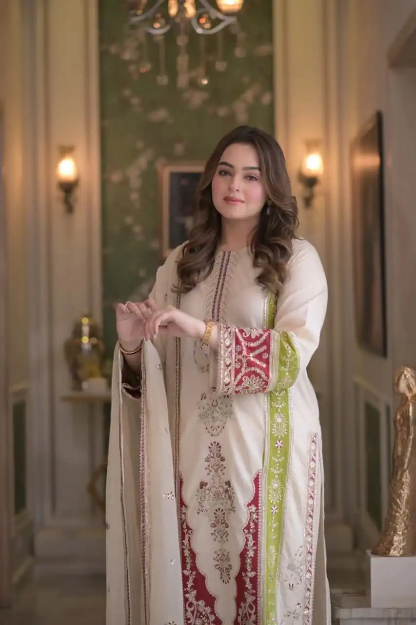 AD 238 Cream Roman Silk Salwar Suit Perfect for Wedding, Party, Lohri, Onam, Reception – . Grab it for ₹2399. Delivery 4-6 Working Days. Shop now. | Jump Suits, Salwar suit, Designer Suits, Casual Suits, Creative suits, Palazzo Suits, Party Wear Suits, Patiala Suits, Straight Suits