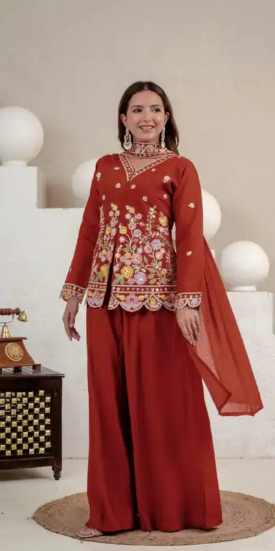 NF 1291 Rust Roman Silk Salwar Suit Perfect for Wedding, Party, Lohri, Onam, Reception – . Grab it for ₹2049. Delivery 4-6 Working Days. Shop now. | Jump Suits, Salwar suit, Designer Suits, Casual Suits, Creative suits, Palazzo Suits, Party Wear Suits, Patiala Suits, Straight Suits
