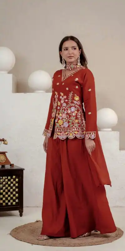 NF 1291 Rust Roman Silk Salwar Suit Perfect for Wedding, Party, Lohri, Onam, Reception – . Grab it for ₹2049. Delivery 4-6 Working Days. Shop now. | Jump Suits, Salwar suit, Designer Suits, Casual Suits, Creative suits, Palazzo Suits, Party Wear Suits, Patiala Suits, Straight Suits