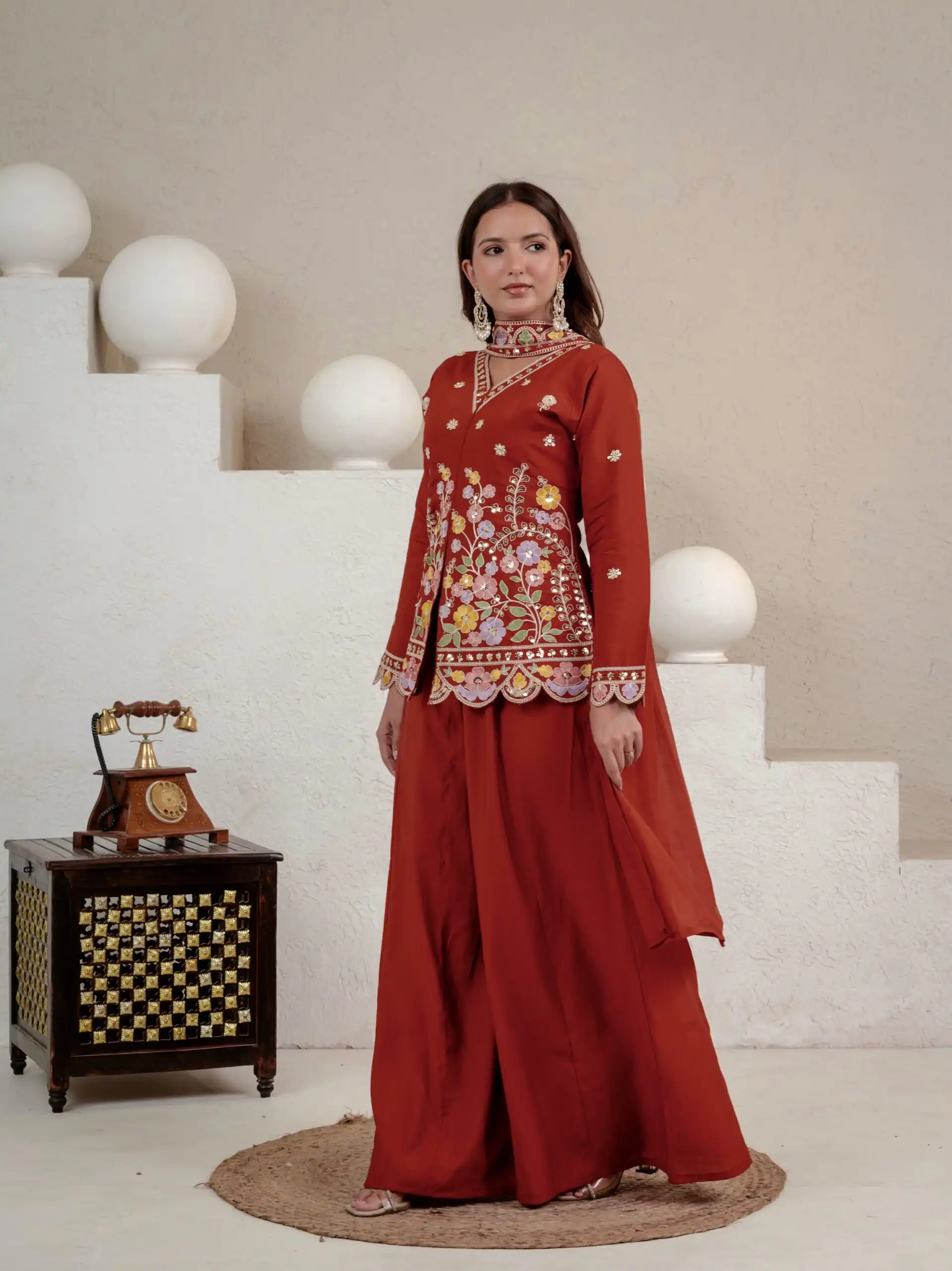 NF 1291 Rust Roman Silk Salwar Suit Perfect for Wedding, Party, Lohri, Onam, Reception – . Grab it for ₹2049. Delivery 4-6 Working Days. Shop now. | Jump Suits, Salwar suit, Designer Suits, Casual Suits, Creative suits, Palazzo Suits, Party Wear Suits, Patiala Suits, Straight Suits