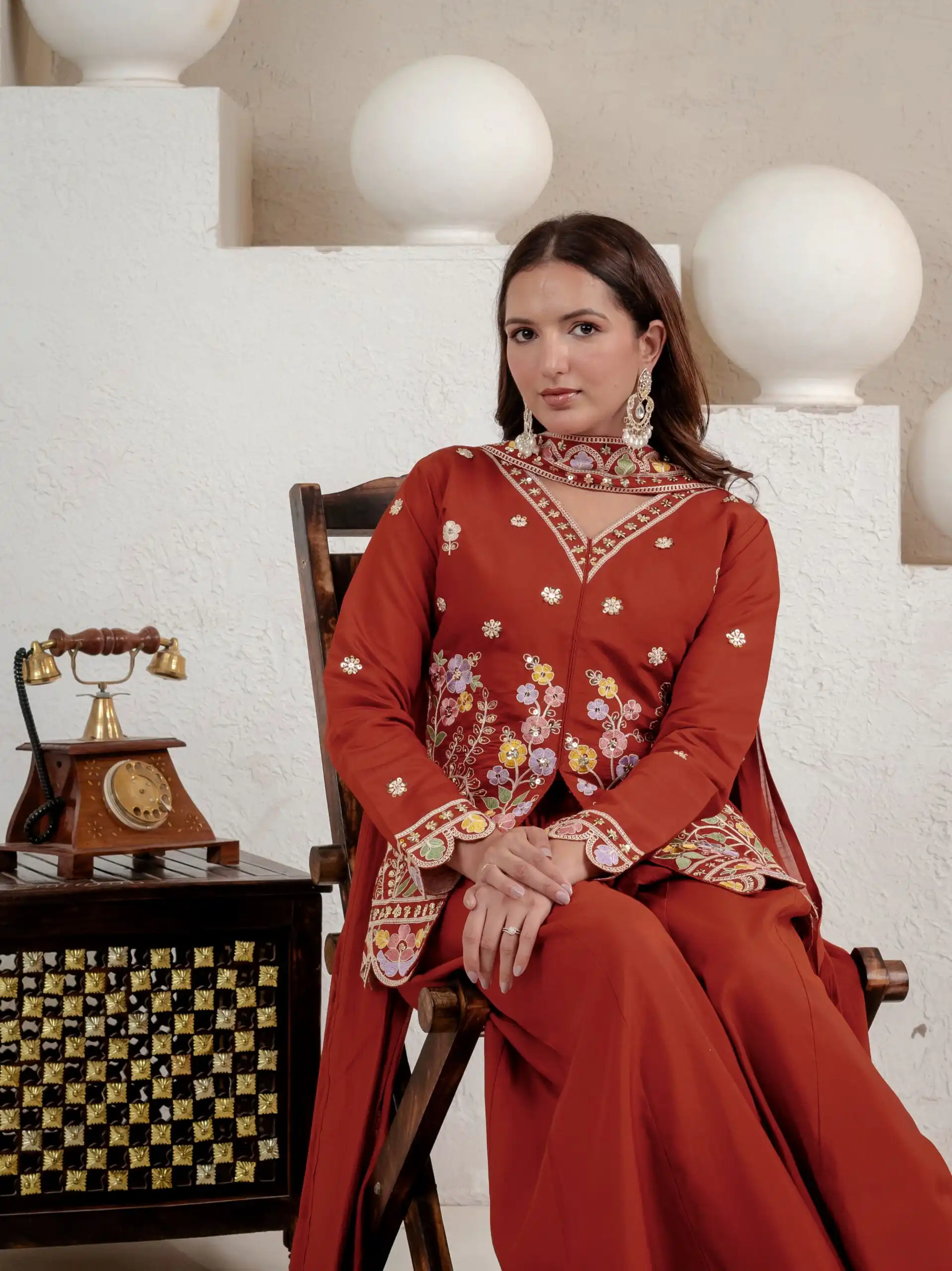 NF 1291 Rust Roman Silk Salwar Suit Perfect for Wedding, Party, Lohri, Onam, Reception – . Grab it for ₹2049. Delivery 4-6 Working Days. Shop now. | Jump Suits, Salwar suit, Designer Suits, Casual Suits, Creative suits, Palazzo Suits, Party Wear Suits, Patiala Suits, Straight Suits