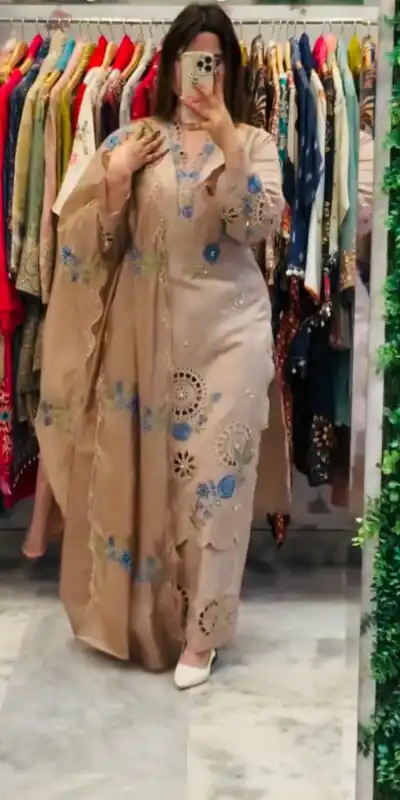 VLM 343 Chiku Roman Salwar Suit with Cut Work & Embroidery Work. Exclusive Offer ₹2449. Delivery 4-6 Working Days. Shop now. | Jump Suits, Salwar suit, Designer Suits, Casual Suits, Creative suits, Palazzo Suits, Party Wear Suits, Patiala Suits, Straight Suits