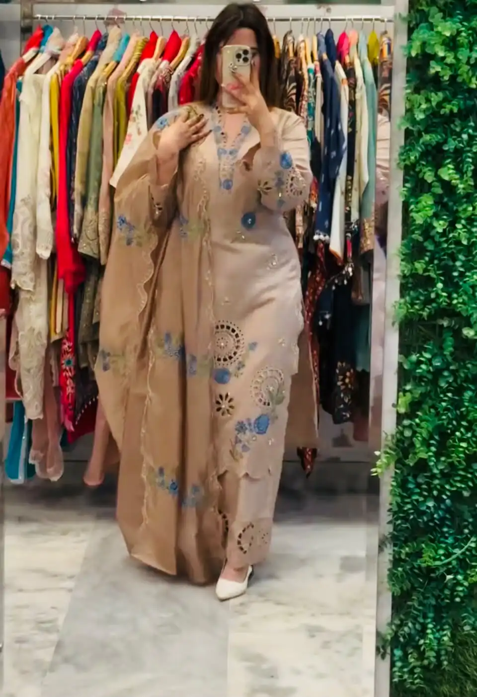 VLM 343 Chiku Roman Salwar Suit with Cut Work & Embroidery Work. Exclusive Offer ₹2449. Delivery 4-6 Working Days. Shop now. | Jump Suits, Salwar suit, Designer Suits, Casual Suits, Creative suits, Palazzo Suits, Party Wear Suits, Patiala Suits, Straight Suits