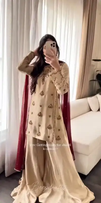 WW 1272 Cream Pure Natural Crep Salwar Suit with Moti Work & Embroidery Work. Affordable Price ₹1949. Delivery 4-6 Working Days. Shop now. | Jump Suits, Salwar suit, Designer Suits, Casual Suits, Creative suits, Palazzo Suits, Party Wear Suits, Patiala Suits, Straight Suits