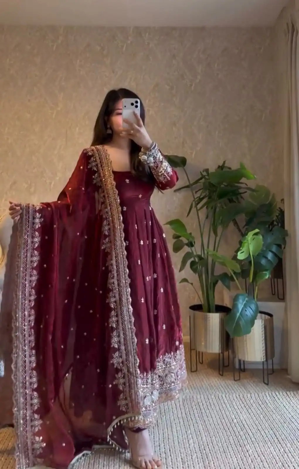 JF 033 Maroon in Maroon Georgette Sequins Work & Embroidery Work Gown . Introductory Price ₹2099. Delivery 4-6 Working Days. Shop now. | Gowns, Bollywood Gowns, Creative Gowns, Designer Gowns, Embroidered Gowns, Party Wear Gowns