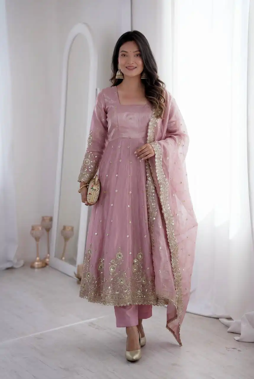 ZB 5073 Pink Fendy Silk Gown Perfect for Wedding, Party, Baisakhi, Traditional Day, Makar Sankranti – . Introductory Price ₹2049. Delivery 4-6 Working Days. | Gowns, Bollywood Gowns, Creative Gowns, Designer Gowns, Embroidered Gowns, Party Wear Gowns