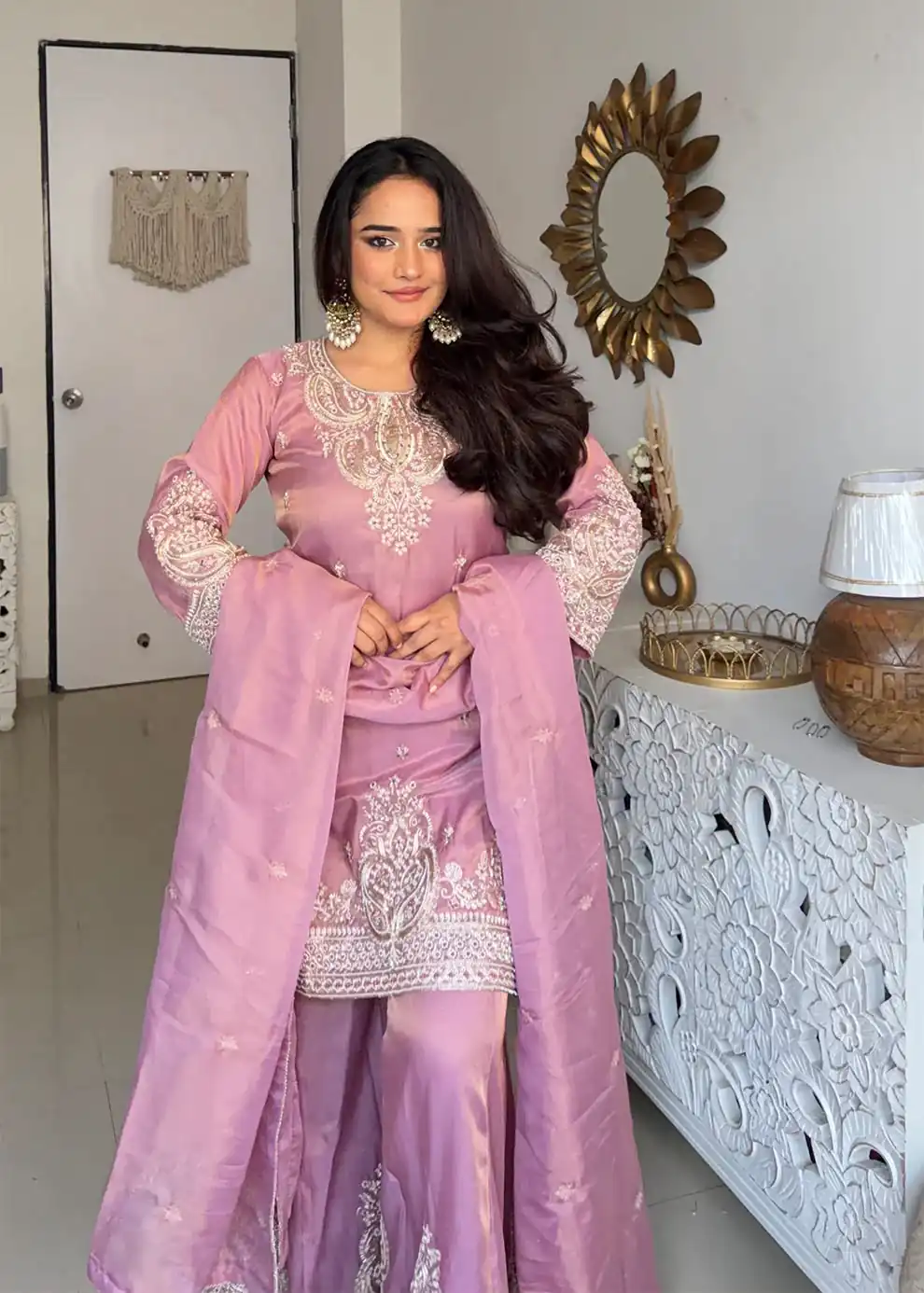 DB 43 Pink Fendy Silk Salwar Suit with Mirror Work & Embroidery Work. Best Price ₹20149. Delivery 4-6 Working Days. Shop now. | Jump Suits, Salwar suit, Designer Suits, Casual Suits, Creative suits, Palazzo Suits, Party Wear Suits, Patiala Suits, Straight Suits