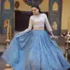 KA 5070 Teal | Cosmos Lehenga Choli with Embroidery Work & Bead Work. Available at ₹2599 only. Delivery 4-6 Working Days. Shop now. | Lehenga, Bollywood Lehenga, Creative Lehenga, Designer Lehenga, Embroidered Lehenga, Party Wear Lehenga