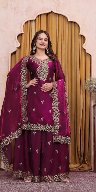 FE 141 Wine Fendy Silk Salwar Suit with Mirror Work & Embroidery Work. Best Price ₹2449. Delivery 4-6 Working Days. Shop now. | Jump Suits, Salwar suit, Designer Suits, Casual Suits, Creative suits, Palazzo Suits, Party Wear Suits, Patiala Suits, Straight Suits