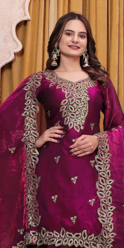 FE 141 Wine Fendy Silk Salwar Suit with Mirror Work & Embroidery Work. Best Price ₹2449. Delivery 4-6 Working Days. Shop now. | Jump Suits, Salwar suit, Designer Suits, Casual Suits, Creative suits, Palazzo Suits, Party Wear Suits, Patiala Suits, Straight Suits