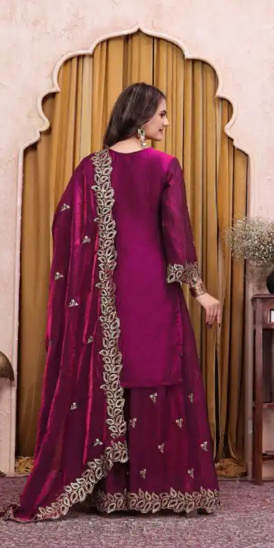 FE 141 Wine Fendy Silk Salwar Suit with Mirror Work & Embroidery Work. Best Price ₹2449. Delivery 4-6 Working Days. Shop now. | Jump Suits, Salwar suit, Designer Suits, Casual Suits, Creative suits, Palazzo Suits, Party Wear Suits, Patiala Suits, Straight Suits