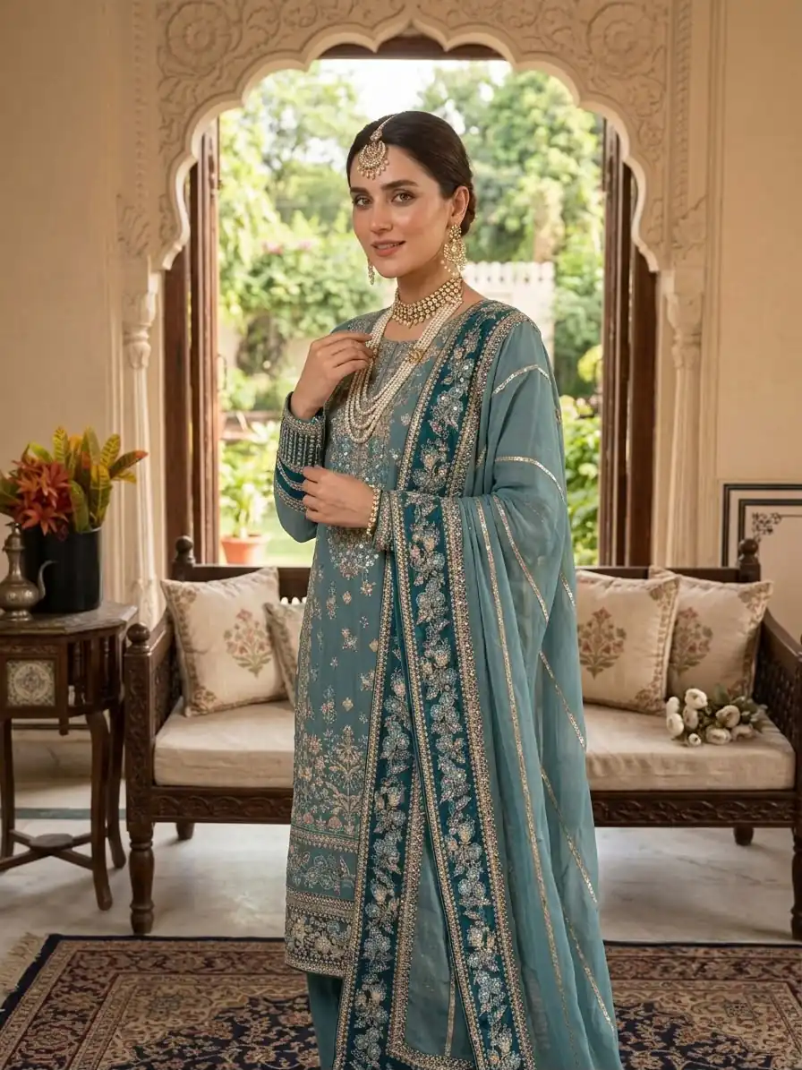 ZSR 3175 Blue Fox Georgette Salwar Suit with Embroidery Work & Sequins Work. Grab it for ₹2399. Delivery 4-6 Working Days. Shop now. | Jump Suits, Salwar suit, Designer Suits, Casual Suits, Creative suits, Palazzo Suits, Party Wear Suits, Patiala Suits, Straight Suits