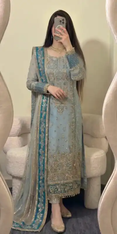ZSR 3175 Blue Fox Georgette Salwar Suit with Embroidery Work & Sequins Work. Grab it for ₹2399. Delivery 4-6 Working Days. Shop now. | Jump Suits, Salwar suit, Designer Suits, Casual Suits, Creative suits, Palazzo Suits, Party Wear Suits, Patiala Suits, Straight Suits