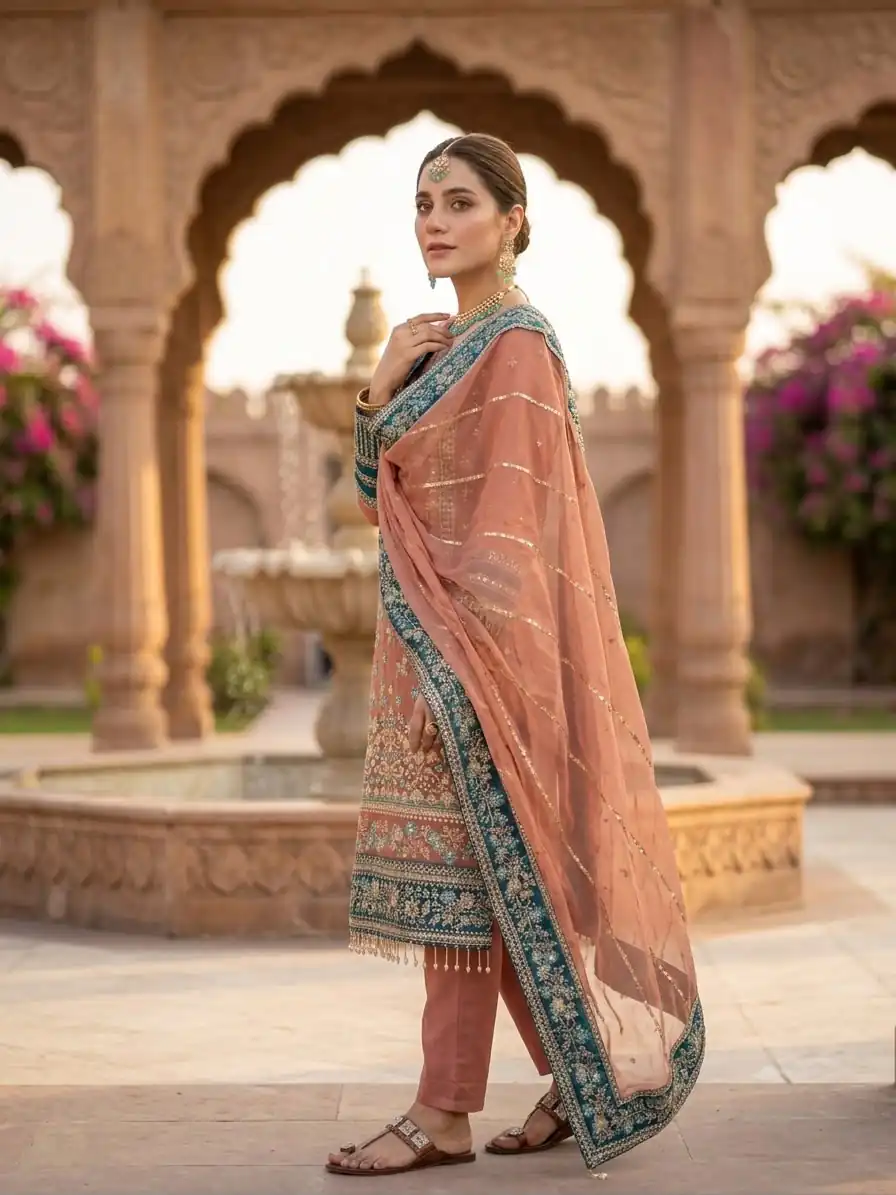 ZSR 3175 Peach Fox Georgette Salwar Suit with Embroidery Work & Sequins Work. Grab it for ₹2399. Delivery 4-6 Working Days. Shop now. | Jump Suits, Salwar suit, Designer Suits, Casual Suits, Creative suits, Palazzo Suits, Party Wear Suits, Patiala Suits, Straight Suits