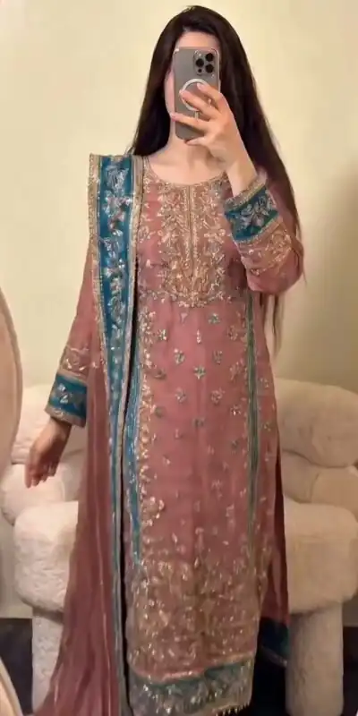 ZSR 3175 Peach Fox Georgette Salwar Suit with Embroidery Work & Sequins Work. Grab it for ₹2399. Delivery 4-6 Working Days. Shop now. | Jump Suits, Salwar suit, Designer Suits, Casual Suits, Creative suits, Palazzo Suits, Party Wear Suits, Patiala Suits, Straight Suits