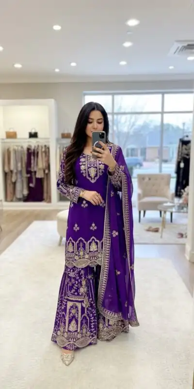 WW 1250 Purple Faux Georgette With 5 mm Sequence Work Salwar Suit Wedding, Party, Festive, Events Etc. Expected Delivery 4-6 Working Days @2399/- | Jump Suits, Salwar suit, Designer Suits, Casual Suits, Creative suits, Palazzo Suits, Party Wear Suits, Patiala Suits, Straight Suits