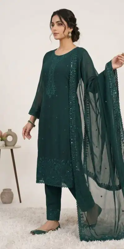 LG 2117 Teal Color Faux Georgette Salwar Suit with Designer Work. Affordable Price ₹2049. Delivery 4-6 Working Days. Shop now. | Jump Suits, Salwar suit, Designer Suits, Casual Suits, Creative suits, Palazzo Suits, Party Wear Suits, Patiala Suits, Straight Suits