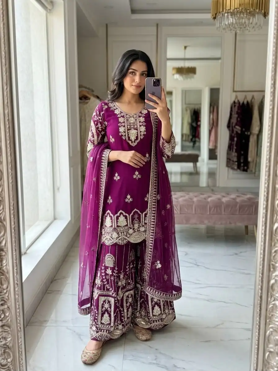 WW 1250 Wine Faux Georgette With 5 mm Sequence Work Salwar Suit Wedding, Party, Festive, Events Etc. Expected Delivery 4-6 Working Days @2399/- | Jump Suits, Salwar suit, Designer Suits, Casual Suits, Creative suits, Palazzo Suits, Party Wear Suits, Patiala Suits, Straight Suits