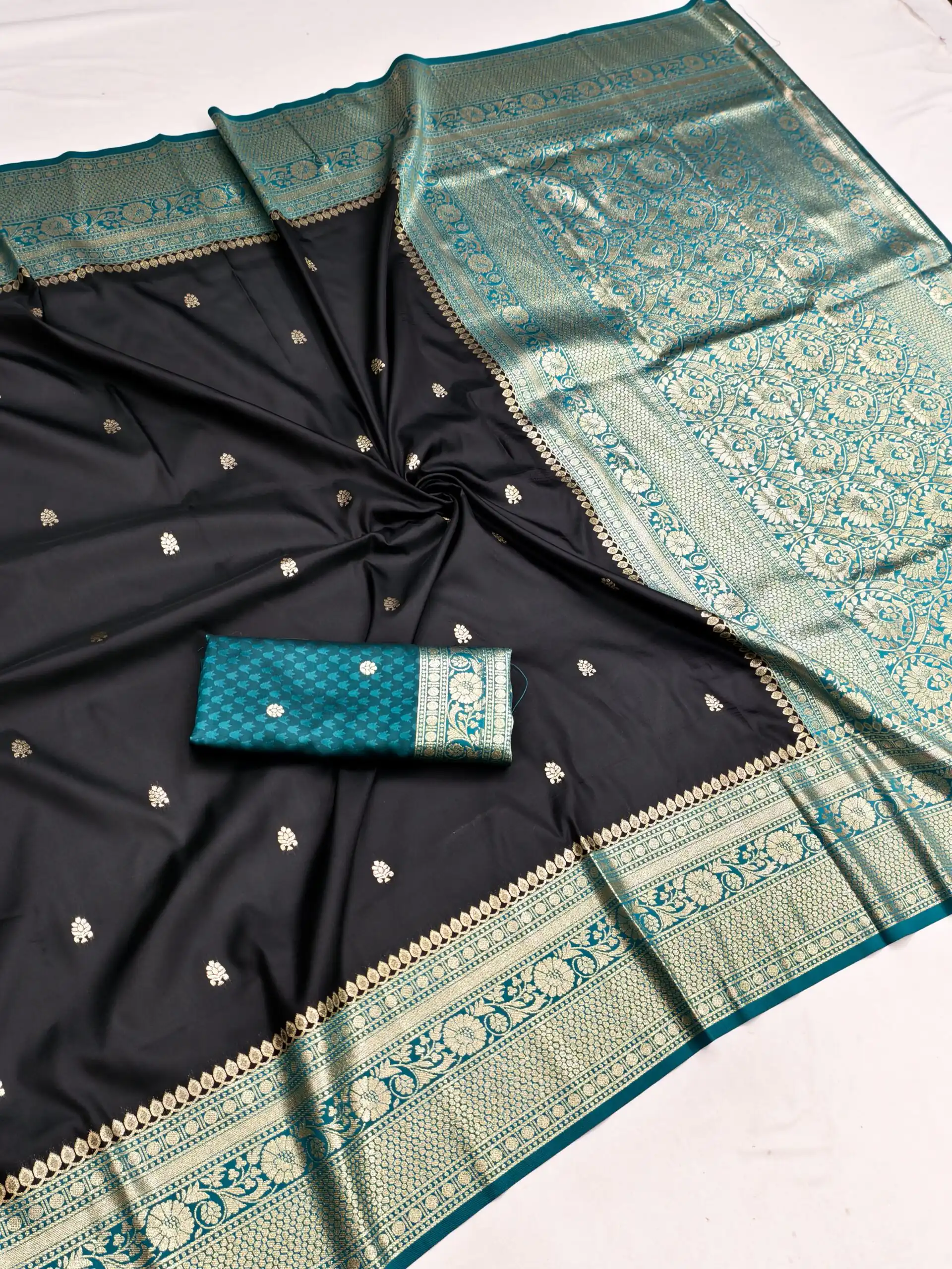 MB 6079 Black Soft Banarasi Silk Saree with Zari Work & Moti Work. Introductory Price ₹1949. Delivery 4-6 Working Days. Shop now. | Sarees, Bollywood Sarees, Creative Sarees, Designer Sarees, Embroidered Sarees, Ethnic Saree, Modern Digital sarees, Party Wear Sarees