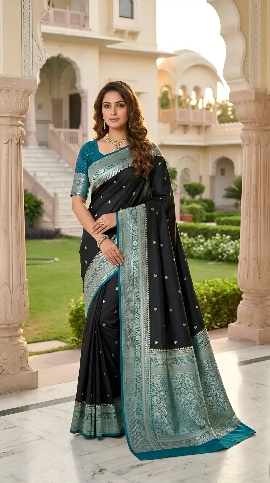 MB 6079 Black Soft Banarasi Silk Saree with Zari Work & Moti Work. Introductory Price ₹1949. Delivery 4-6 Working Days. Shop now. | Sarees, Bollywood Sarees, Creative Sarees, Designer Sarees, Embroidered Sarees, Ethnic Saree, Modern Digital sarees, Party Wear Sarees