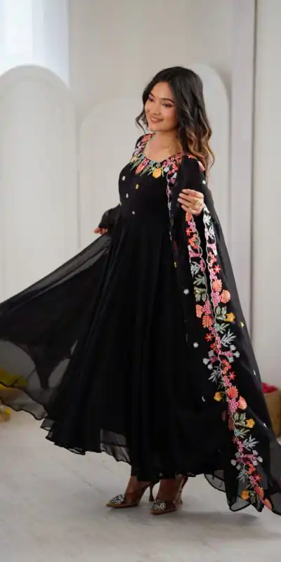 NSR 901 Black Faux Georgette Salwar Suit with Lace Work & Embroidery Work. Introductory Price ₹2099. Delivery 4-6 Working Days. Shop now. | Jump Suits, Salwar suit, Designer Suits, Casual Suits, Creative suits, Palazzo Suits, Party Wear Suits, Patiala Suits, Straight Suits