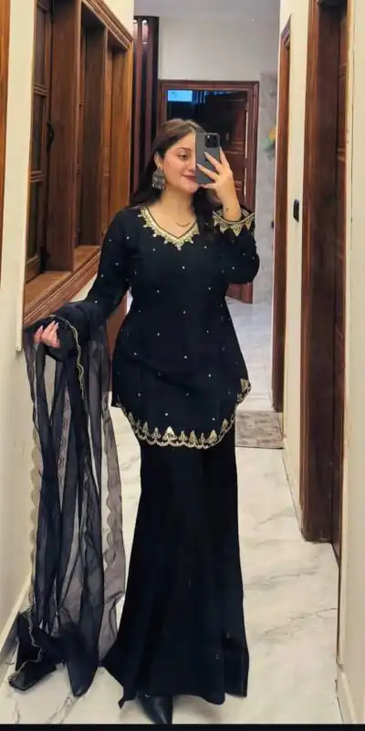 WW 1247 Black Roman Silk Salwar Suit with Embroidery Work & Sequins Work. Now at just ₹1899. Delivery 4-6 Working Days. Shop now. | Jump Suits, Salwar suit, Designer Suits, Casual Suits, Creative suits, Palazzo Suits, Party Wear Suits, Patiala Suits, Straight Suits