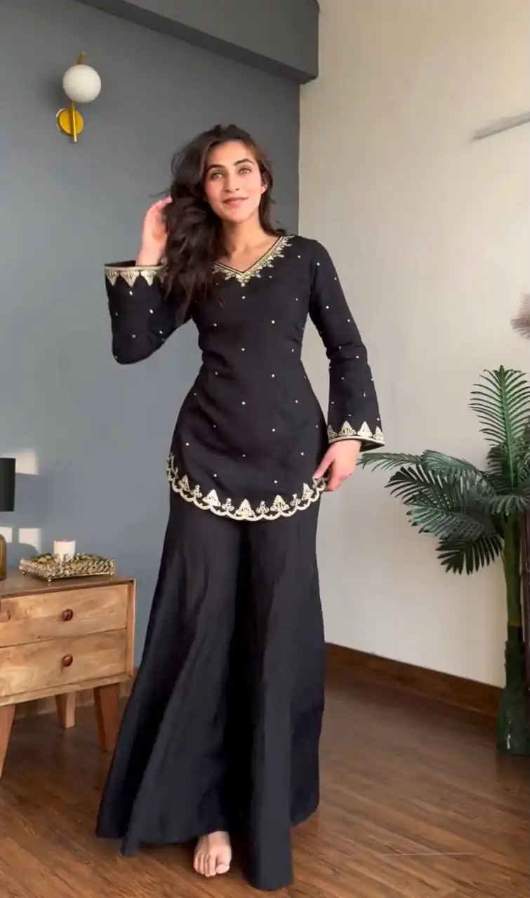 WW 1247 Black Roman Silk Salwar Suit with Embroidery Work & Sequins Work. Now at just ₹1899. Delivery 4-6 Working Days. Shop now. | Jump Suits, Salwar suit, Designer Suits, Casual Suits, Creative suits, Palazzo Suits, Party Wear Suits, Patiala Suits, Straight Suits