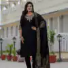 DIVA 125 | Black Roman Silk Salwar Suit with Sequins Work & Embroidery Work. Available at ₹1799 only. Delivery 4-6 Working Days. Shop now. | Jump Suits, Salwar suit, Designer Suits, Casual Suits, Creative suits, Palazzo Suits, Party Wear Suits, Patiala Suits, Straight Suits