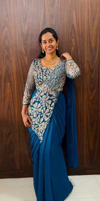 ST 1201 Blue in Faux Georgette Zari Work & Embroidery Work Saree. Special Price ₹1899. Delivery 4-6 Working Days. Shop now. | Sarees, Bollywood Sarees, Creative Sarees, Designer Sarees, Embroidered Sarees, Ethnic Saree, Modern Digital sarees, Party Wear Sarees