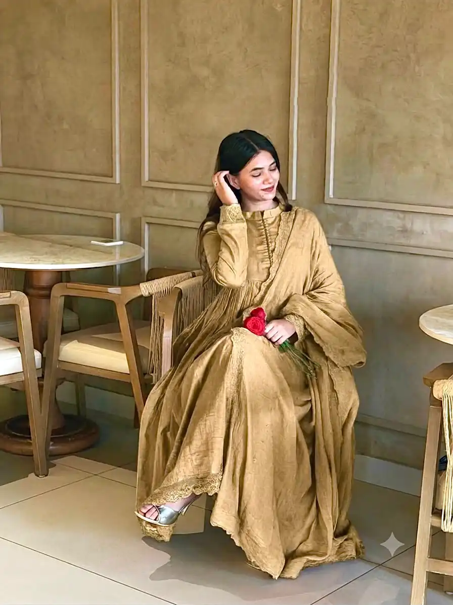 VLM 337 Chiku Roman Silk Gown Perfect for Wedding, Party, Ethnic Day, Haldi, Diwali – . Festive Deal ₹2099. Delivery 4-6 Working Days. Shop now. | Gowns, Bollywood Gowns, Creative Gowns, Designer Gowns, Embroidered Gowns, Party Wear Gowns