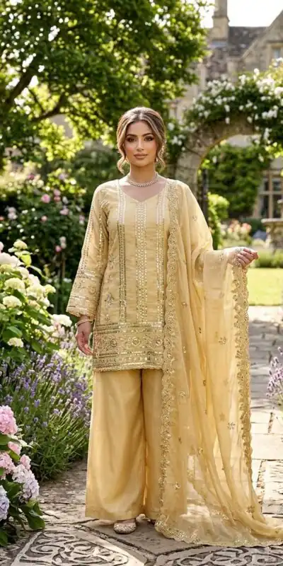 KD 1583 Golden | Golden Zimmy Silk Salwar Suit with Sequins Work. Special Price ₹1699. Delivery 4-6 Working Days. Shop now. | Jump Suits, Salwar suit, Designer Suits, Casual Suits, Creative suits, Palazzo Suits, Party Wear Suits, Patiala Suits, Straight Suits