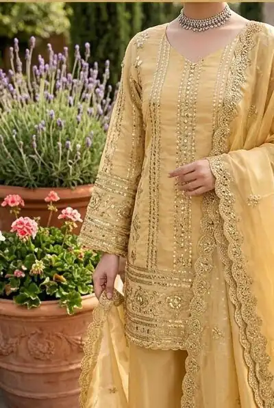 KD 1583 Golden | Golden Zimmy Silk Salwar Suit with Sequins Work. Special Price ₹1699. Delivery 4-6 Working Days. Shop now. | Jump Suits, Salwar suit, Designer Suits, Casual Suits, Creative suits, Palazzo Suits, Party Wear Suits, Patiala Suits, Straight Suits