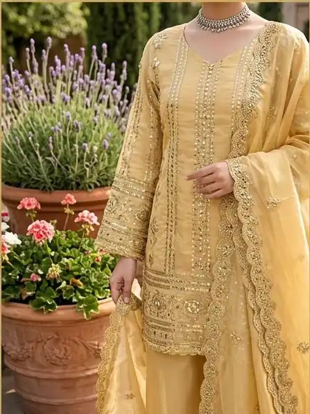 KD 1583 Golden | Golden Zimmy Silk Salwar Suit with Sequins Work. Special Price ₹1699. Delivery 4-6 Working Days. Shop now. | Jump Suits, Salwar suit, Designer Suits, Casual Suits, Creative suits, Palazzo Suits, Party Wear Suits, Patiala Suits, Straight Suits