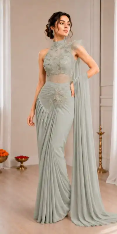 BB 82 Grey | Crep Silk Saree with Sequins Work & Embroidery Work. Special Price ₹1899. Delivery 4-6 Working Days. Shop now. | Sarees, Bollywood Sarees, Creative Sarees, Designer Sarees, Embroidered Sarees, Ethnic Saree, Modern Digital sarees, Party Wear Sarees