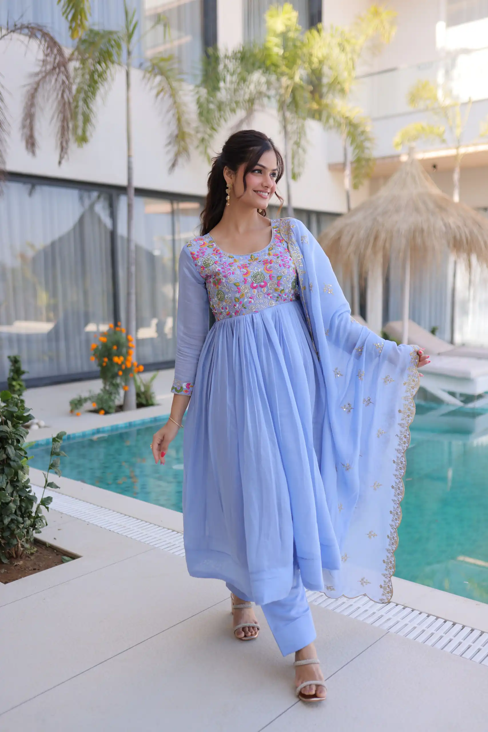 KA 1239 Lavender Roman Silk Gown Perfect for Wedding, Party, Reception, Karwa Chauth, Baby Shower – . Now at just ₹2599. Delivery 4-6 Working Days. Shop | Gowns, Bollywood Gowns, Creative Gowns, Designer Gowns, Embroidered Gowns, Party Wear Gowns, Casual Suits