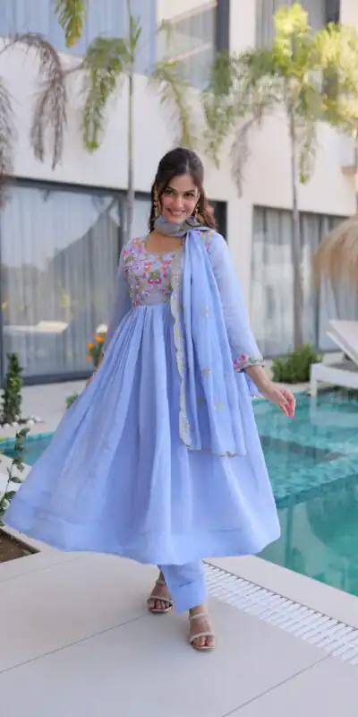 KA 1239 Lavender Roman Silk Gown Perfect for Wedding, Party, Reception, Karwa Chauth, Baby Shower – . Now at just ₹2599. Delivery 4-6 Working Days. Shop | Gowns, Bollywood Gowns, Creative Gowns, Designer Gowns, Embroidered Gowns, Party Wear Gowns, Casual Suits