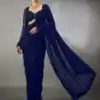 DF 3474 Navy Blue Faux Georgette Saree Perfect for Wedding, Party, Bridal Wear, Baisakhi, Raksha Bandhan –. Introductory Price ₹1799. Delivery 4-6 Workin | Sarees, Bollywood Sarees, Creative Sarees, Designer Sarees, Embroidered Sarees, Ethnic Saree, Modern Digital sarees, Party Wear Sarees
