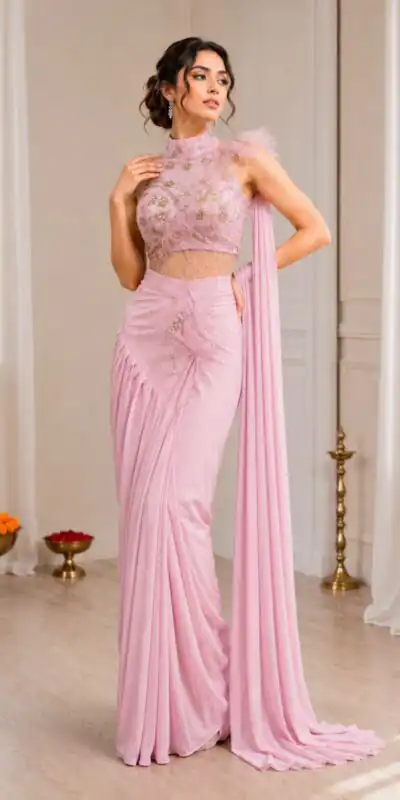 BB 82 Pink | Crep Silk Saree with Sequins Work & Embroidery Work. Special Price ₹1899. Delivery 4-6 Working Days. Shop now. | Sarees, Bollywood Sarees, Creative Sarees, Designer Sarees, Embroidered Sarees, Ethnic Saree, Modern Digital sarees, Party Wear Sarees