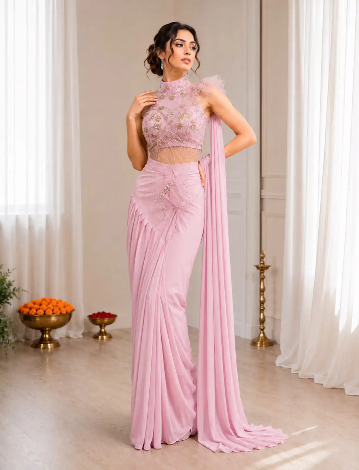 BB 82 Pink | Crep Silk Saree with Sequins Work & Embroidery Work. Special Price ₹1899. Delivery 4-6 Working Days. Shop now. | Sarees, Bollywood Sarees, Creative Sarees, Designer Sarees, Embroidered Sarees, Ethnic Saree, Modern Digital sarees, Party Wear Sarees