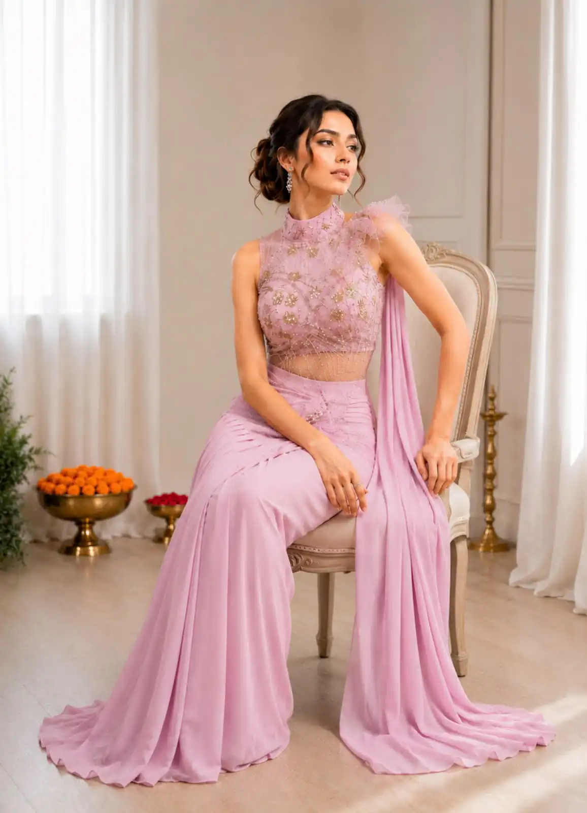 BB 82 Pink | Crep Silk Saree with Sequins Work & Embroidery Work. Special Price ₹1899. Delivery 4-6 Working Days. Shop now. | Sarees, Bollywood Sarees, Creative Sarees, Designer Sarees, Embroidered Sarees, Ethnic Saree, Modern Digital sarees, Party Wear Sarees