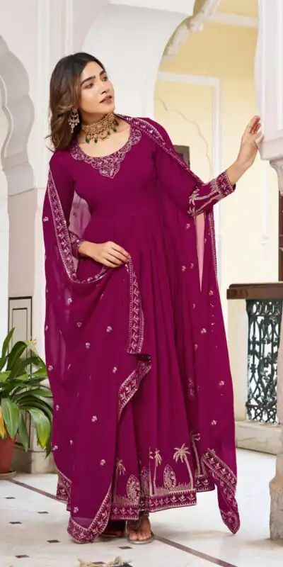 SP 31 Pink Faux Georgette Salwar Suit with Lace Work & Digital Print. Introductory Price ₹1999. Delivery 4-6 Working Days. Shop now. | Anarkali Suits, Bollywood Anarkali, Creative-Anarkali, Designer Anarkali, Embroidered Anarkali, Party Wear Anarkali, Salwar suit