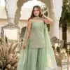 Fancy Pista Faux Georgette Embroider Work Salwar Suit