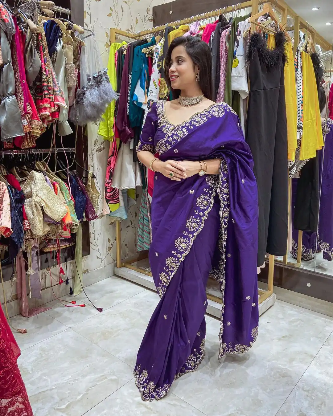 BT 398 Purple Purple Vichitra Silk Saree. Perfect for Wedding, Party, Holi, Anniversary, Engagement – Affordable Price ₹1799. Delivery 4-6 Working Days. | Sarees, Bollywood Sarees, Creative Sarees, Designer Sarees, Embroidered Sarees, Ethnic Saree, Modern Digital sarees, Party Wear Sarees