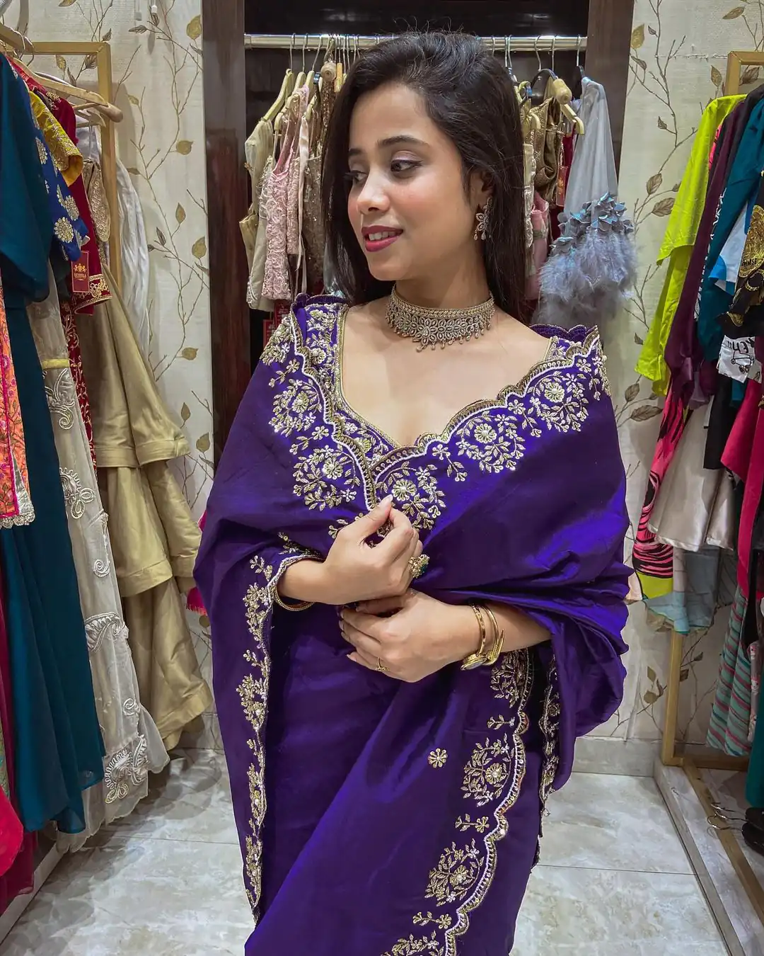 BT 398 Purple Purple Vichitra Silk Saree. Perfect for Wedding, Party, Holi, Anniversary, Engagement – Affordable Price ₹1799. Delivery 4-6 Working Days. | Sarees, Bollywood Sarees, Creative Sarees, Designer Sarees, Embroidered Sarees, Ethnic Saree, Modern Digital sarees, Party Wear Sarees