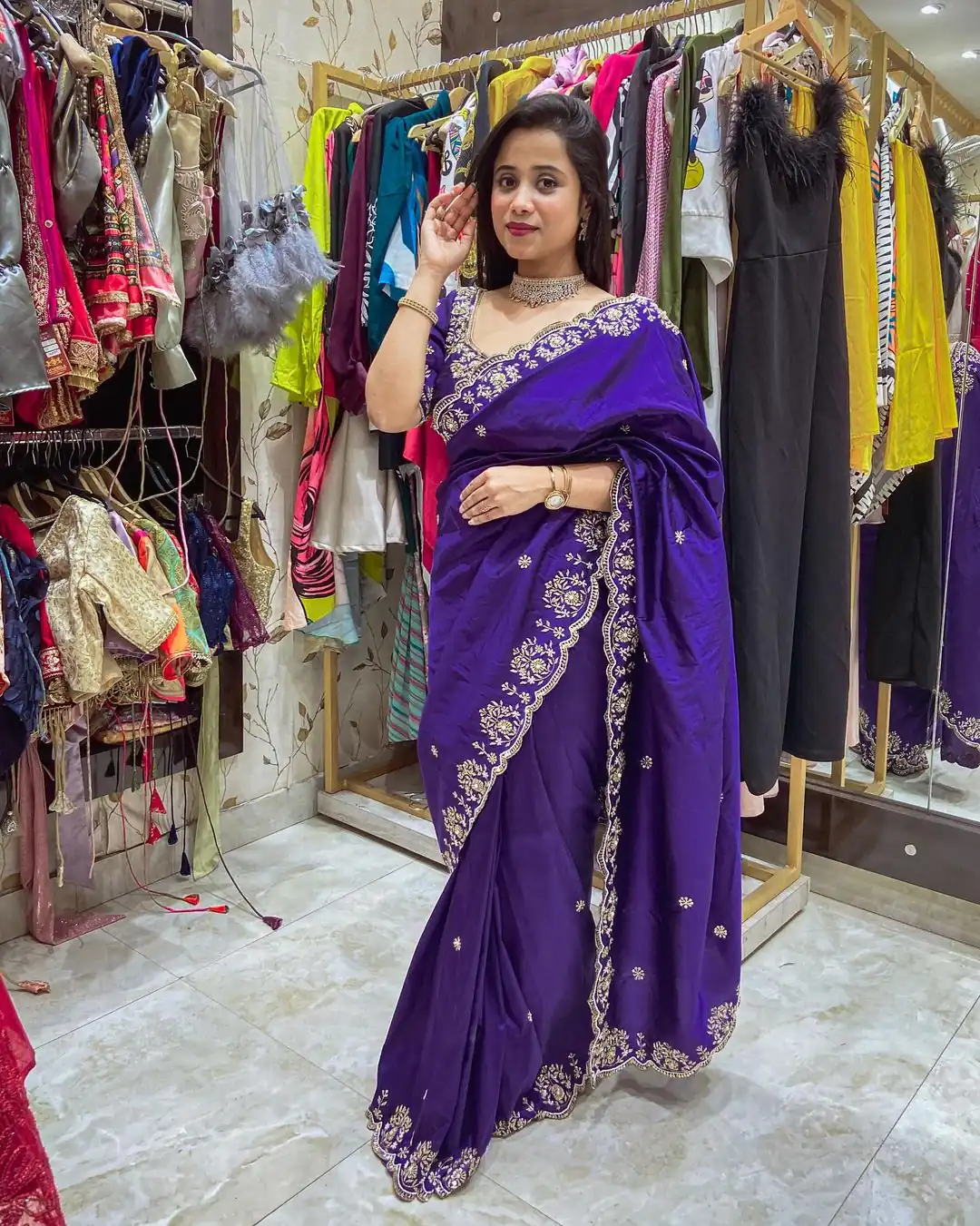 BT 398 Purple Purple Vichitra Silk Saree. Perfect for Wedding, Party, Holi, Anniversary, Engagement – Affordable Price ₹1799. Delivery 4-6 Working Days. | Sarees, Bollywood Sarees, Creative Sarees, Designer Sarees, Embroidered Sarees, Ethnic Saree, Modern Digital sarees, Party Wear Sarees